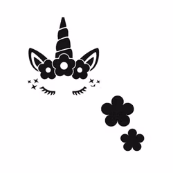 Reflexbuff/halsduk med stor enhörning och blommor