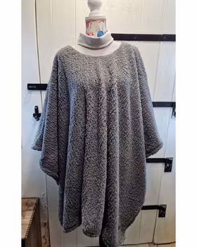 Poncho grå extra tjock