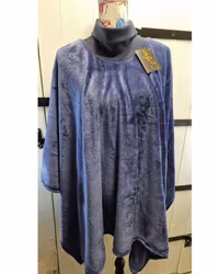 Poncho midnattsblå, fluffig