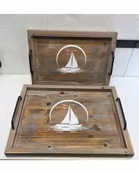 Träbricka segelbåt 2 storlekar