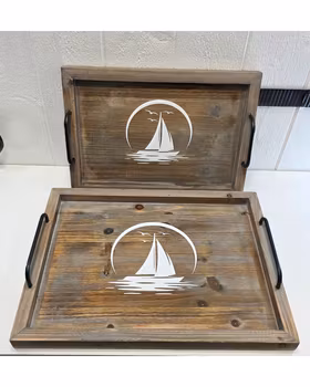 Träbricka segelbåt 2 storlekar