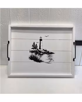 Träbricka fyr, två färger