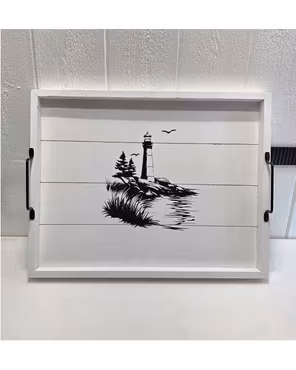 Träbricka fyr, två färger