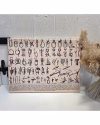 Canvastavla med knopar beige