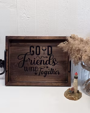 Träbricka Good friends 2 storlekar