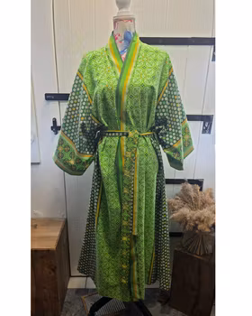 Kimono retrogrön lång modell