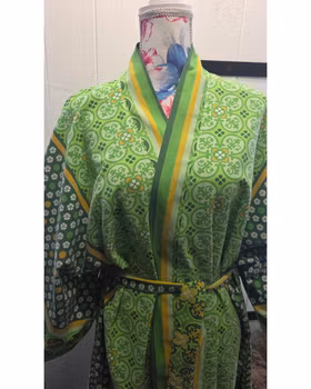 Kimono retrogrön lång modell