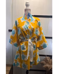 Kimono Retro gul kort modell