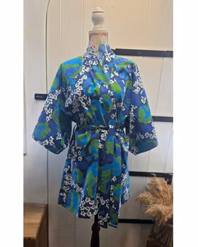 Kimono retro blå kort modell