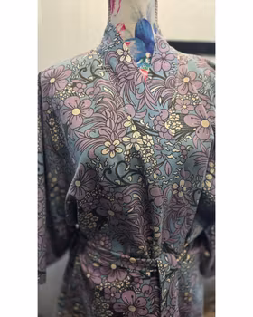 Kimono retro blommig kort modell