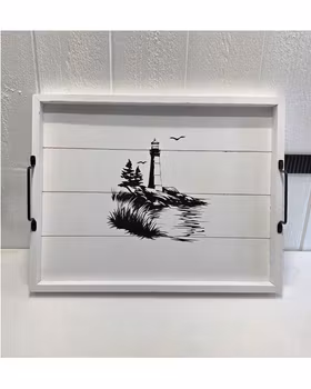 Träbricka fyr, två färger