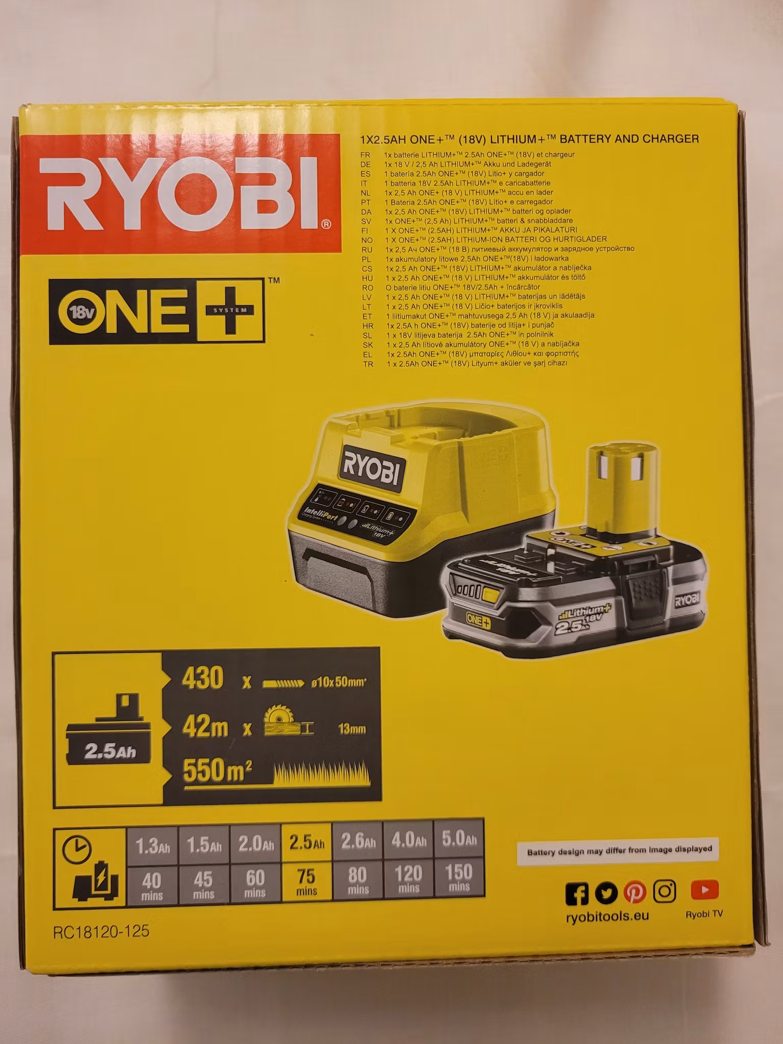 Ryobi RC18120-125 2,5Ah Lithium + batteri och laddare