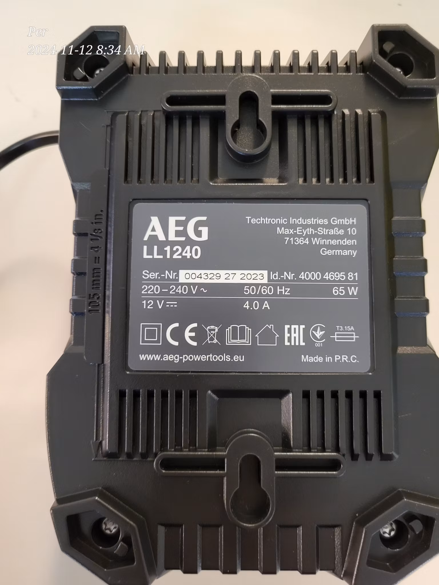 AEG LL1240 12V CHARGER IN2