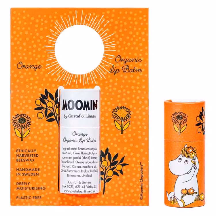 KORT DATUM – Ekologiskt Läppcerat av bivax med smak av apelsin – Moomin by G&L