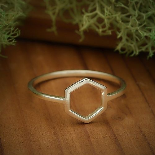 Hexagonramsring i silver