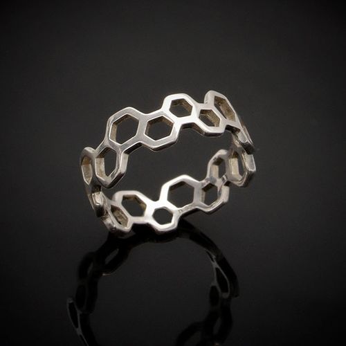 Hexagonbandsring i silver