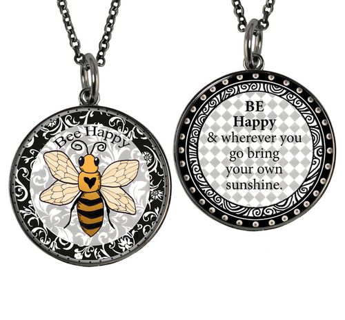Halsband – Bee Happy, dubbelsidigt