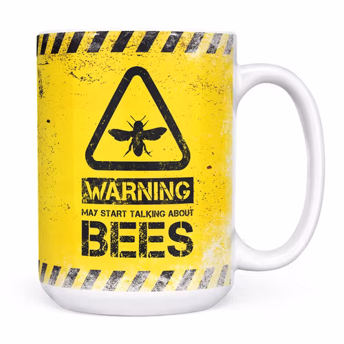 Mugg, "XL" vit – Warning May start talking about bees