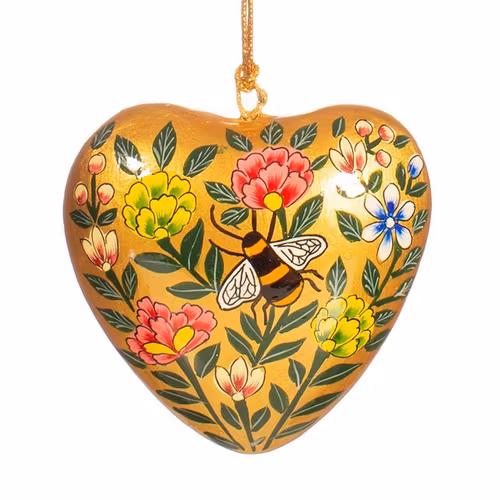 Julgranshjärta med blommor & bin