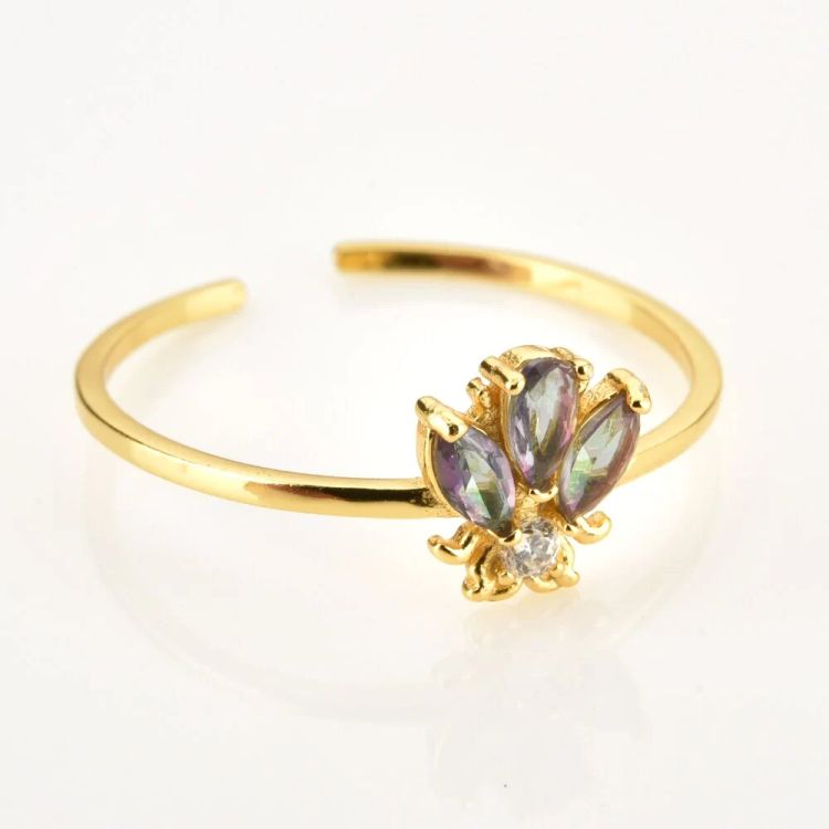 Ring – Geneve Honey Bee, guld – gråblå
