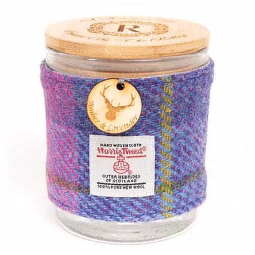 Doftljus, Created By The Ridleys – Amber & Lavender with Harris Tweed Sleeve