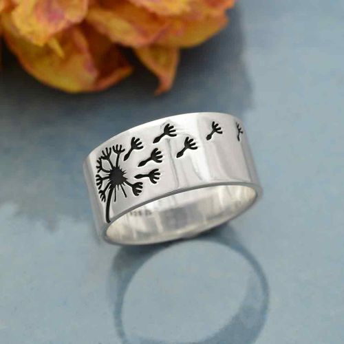 Bred silverring med maskrosfrön