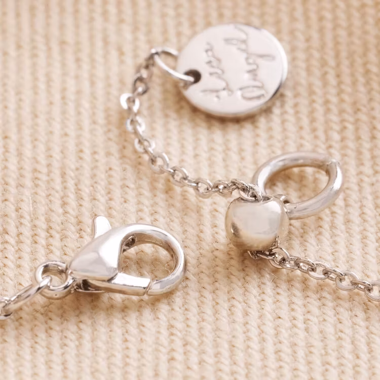 Armband – Rund blomsterkrans med bi, silver