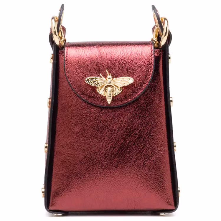 Handväska – The Bee Bag, vinröd metallic