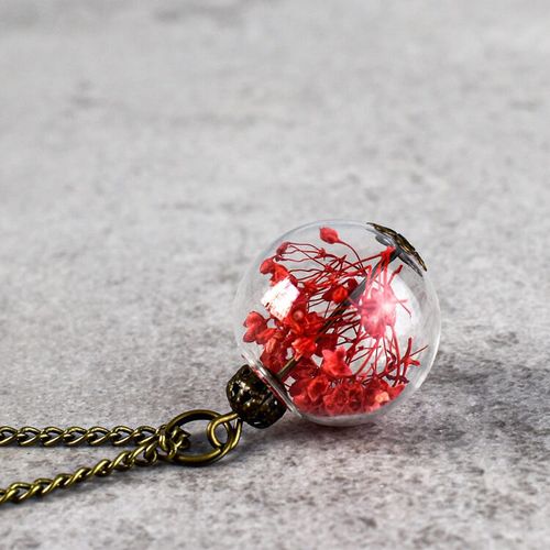 Halsband – Sommarglädje i glaskula, röd