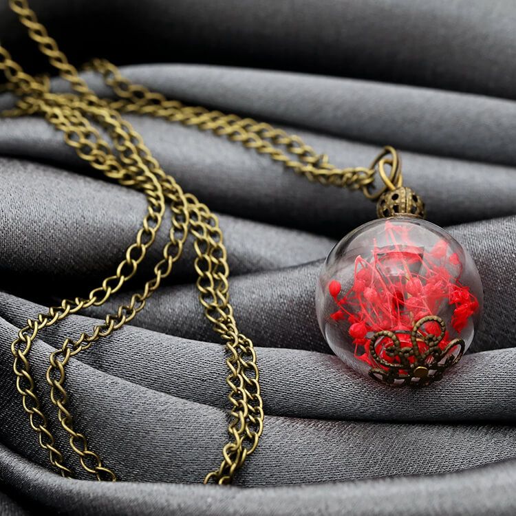 Halsband – Sommarglädje i glaskula, röd