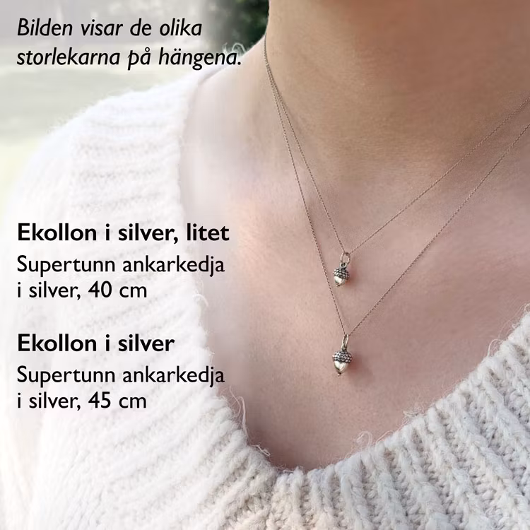 Hänge – Ekollon i silver, litet