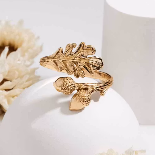 Ring – Ekollon & blad, brons