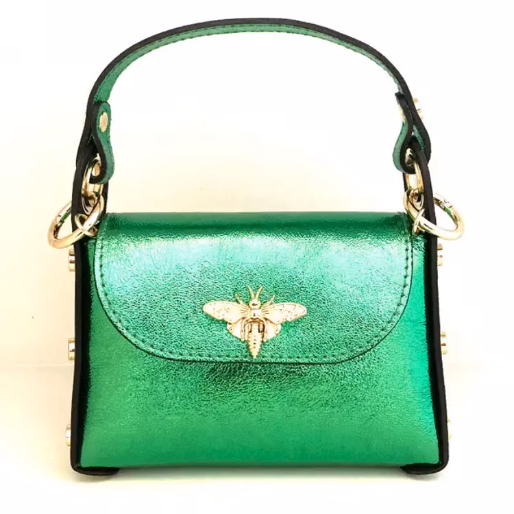 Handväska – L´abeille Bag, grön metallic