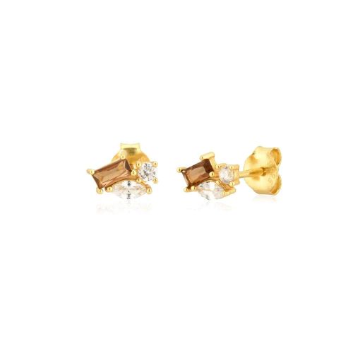 Örhänge – Geneve Honey Comb Crystal, guld