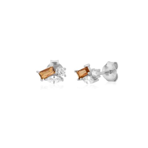 Örhänge – Geneve Honey Comb Crystal, silver