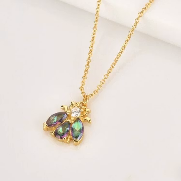 Halsband – Geneve Honey Bee, guld – gråblå