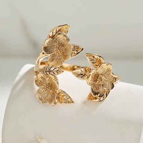 Ring – Tre kornellblommor, brons