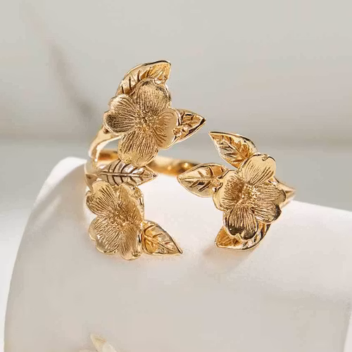 Ring – Tre kornellblommor, brons