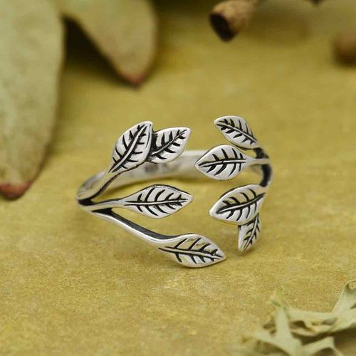 Ring – Flera små blad, silver