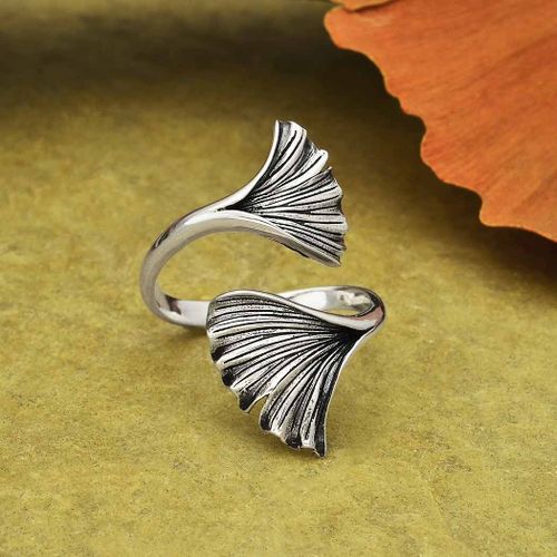 Ring – Ginkgoblad, silver