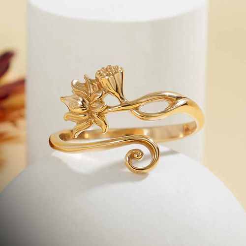 Ring – Lotusblomma och frökapsel, brons