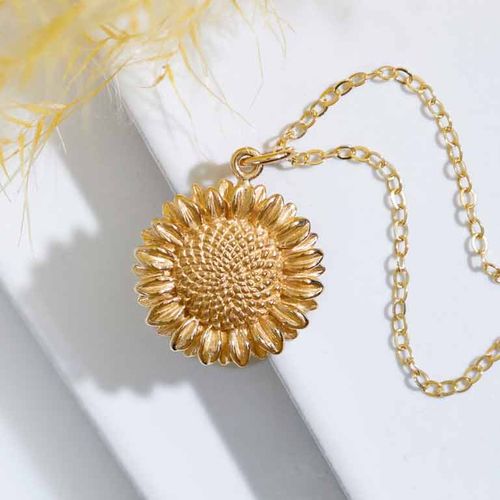 Halsband – Bronssolros med guldkedja