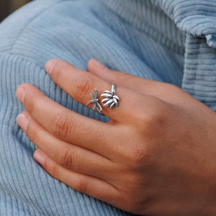 Ring – Trollslända & Lotus, silver