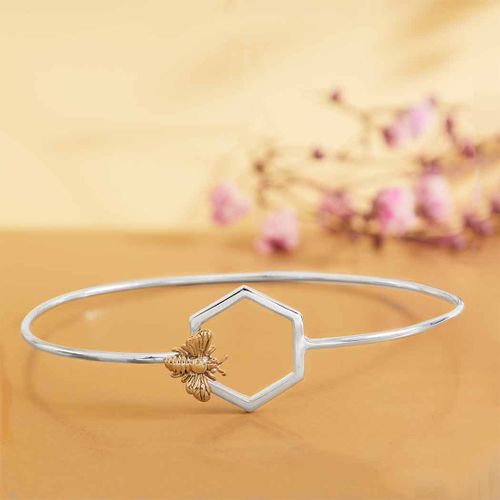 Armband – Hexagon i silver med bronsbi