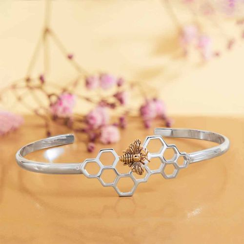 Armband – vaxkaka i silver med bronsbi