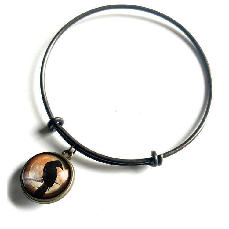Armband – Kråkfågel, orange måne
