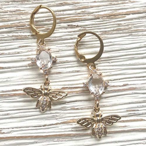 Örhängen – Fransk, bi kristall