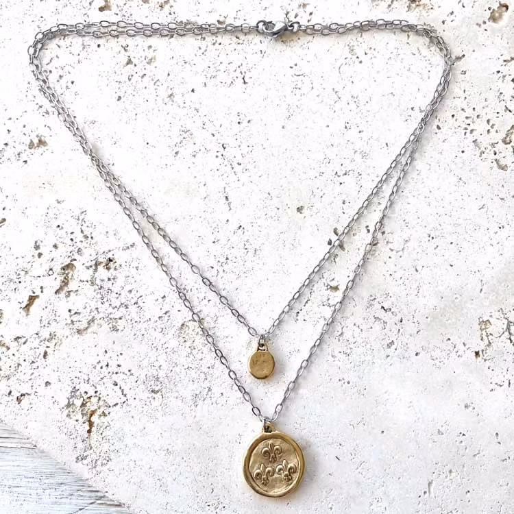Halsband – Bi, kristall dubbelt vintage, guld
