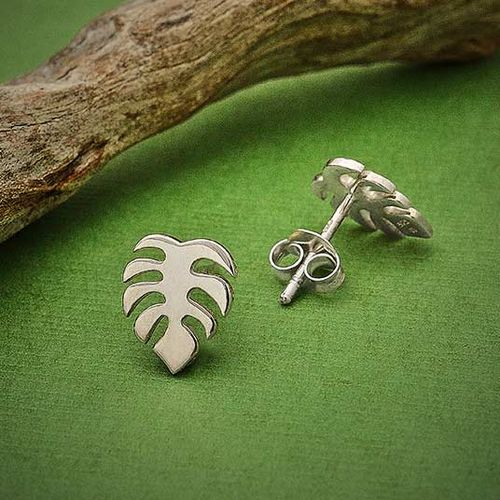 Örhängen – Monstera, silver