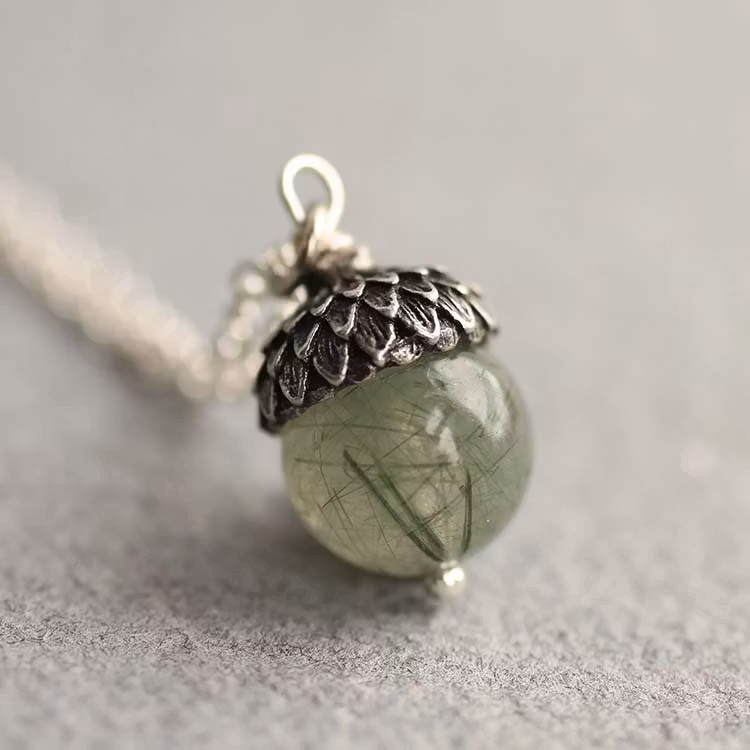 Halsband – Ekollon, salviagrön agat